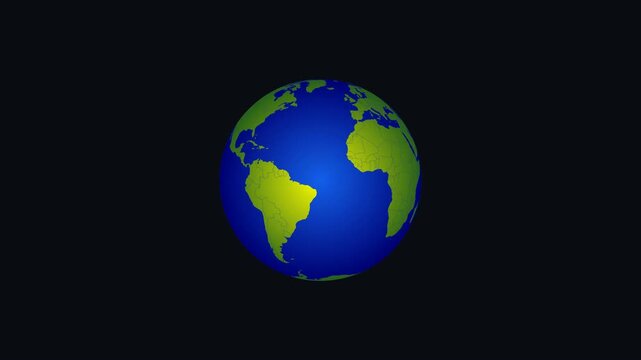 Rotating 3d Earth Globe 4K Footage Animation Black Background