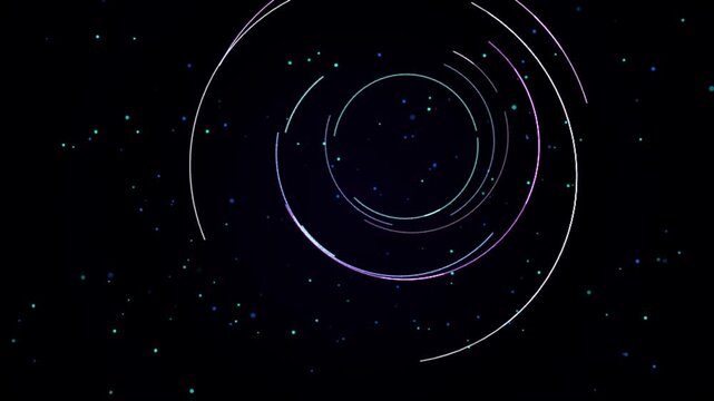 Circular light streaks with bokeh effect in dark space for abstract backgrounds