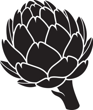 Minimalist artichoke vector silhouette, black vegetable icon on white background, organic food graphic for kitchen branding and menu design