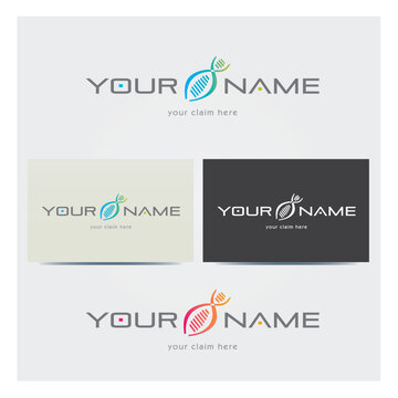 Logo Ic&ocirc;ne ADN G&eacute;n&eacute;tique Double Spirale Soci&eacute;t&eacute; Pharmaceutique Carte de Visite et Charte Graphique Entreprise Plusieurs Couleurs