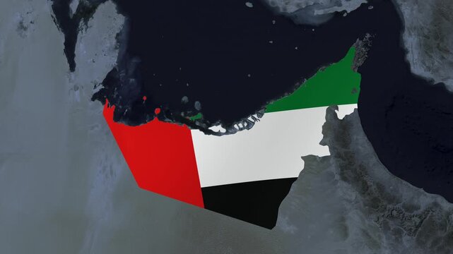 United Arab Emirates Map Animation with National Flag