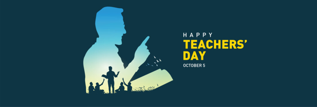 Happy Teacher's day concept vector illustration background. Creative teacher's day vector education concept.
