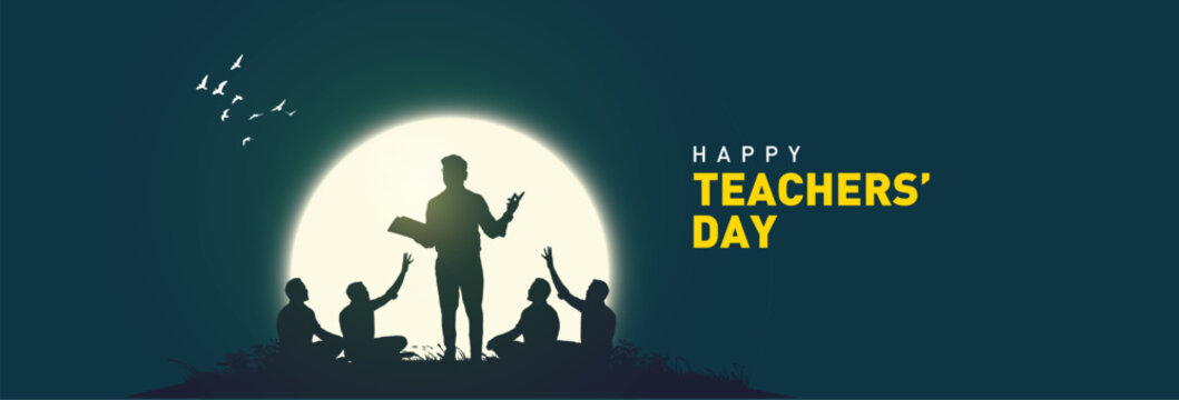 Happy Teacher's day concept vector illustration background. Creative teacher's day vector education concept.