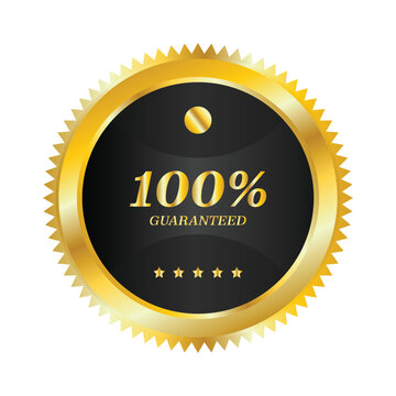 Premium golden and black circular badge with '100% GUARANTEED' text and five stars, symbolizing top quality and customer satisfaction.