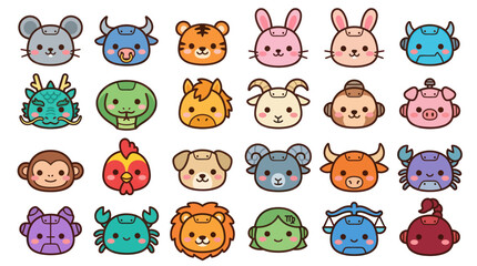 Obraz premium Cute zodiac animals collection