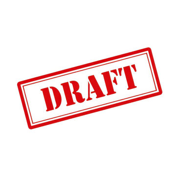 Red draft stamp with bold text isolated on white background