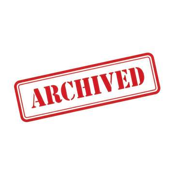 Red ink archived rubber stamp text on document isolated on white background