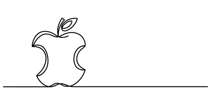 Continuous one line drawing of bitten apple healthy fruit symbol minimalist vector illustration for diet nutrition and food organic product marketing designs.