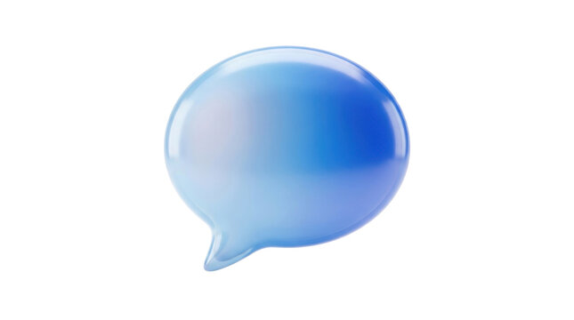 Glossy blue chat bubble isolated icon representing digital communication dialogue interface design element graphic asset
