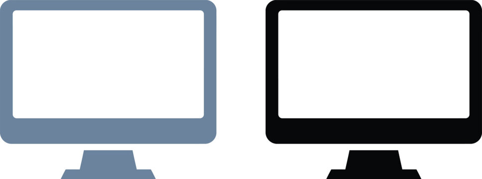 Two computer monitor icons with blank screens for digital interface design and web UI.