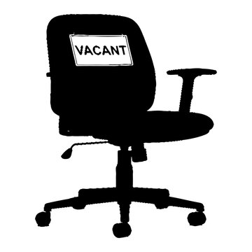 Vacant black office chair with wheels and adjustable armrest