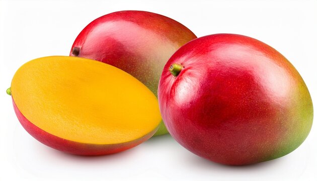 Fresh Red Red Ivory Mango Mango Isolated On White Background Red Mangifera Indica Mango On White Background With Clipping Path