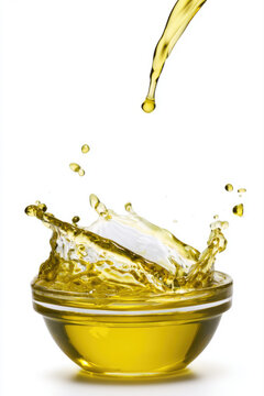 transparent extra virgin olive oil poured into a glass