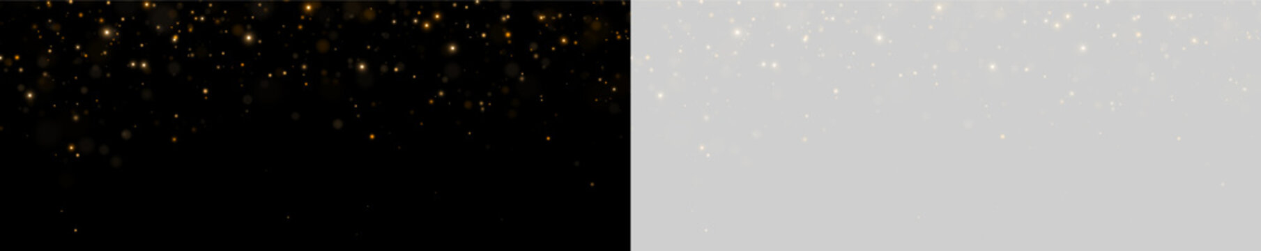 A dense scattering of small golden light particles floats against a black background. The glowing dots vary subtly in size and intensity with a soft, radiant effect.