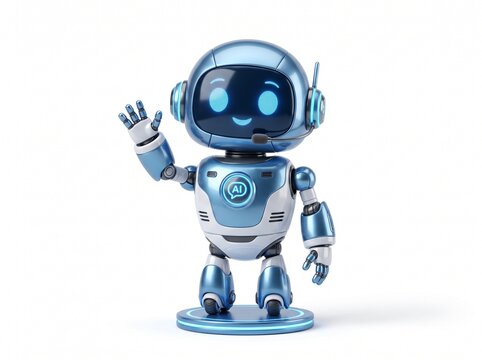 Cute AI Robot Waving Hello