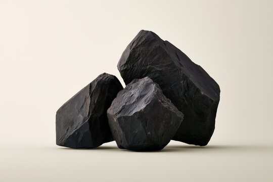 Black Coal Chunks with Sculptural Layered Texture