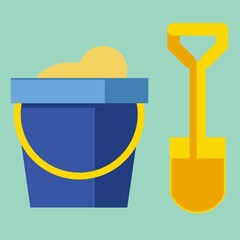 Beach Bucket Shovel Sand Toy Icon © Jegos