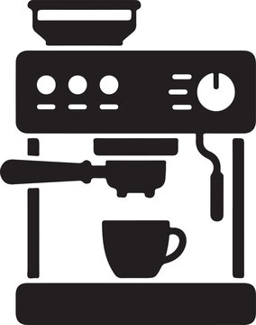 Professional barista coffee machine maker espresso brewing appliance icon vector illustration isolated artwork
