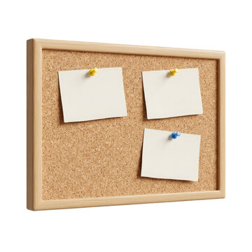 Cork Bulletin Board with Blank Notes and Push Pins
