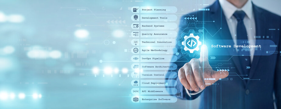 Engineer's point of Software Development agile concept, iterative coding cycles deliver robust functional applications for modern users. Systematic testing ensures high software quality.