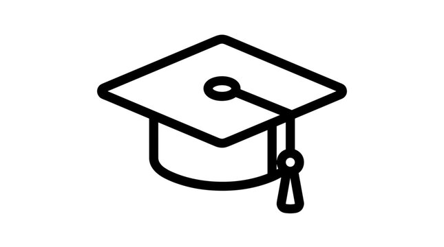 Simple profesor vector line icon of a graduation cap mortarboard