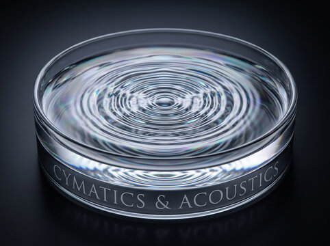 Concentric water wave resonance ripples in acoustic cymatics petri dish
