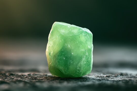 Green Emerald Gemstone with Luminous Translucent Facets