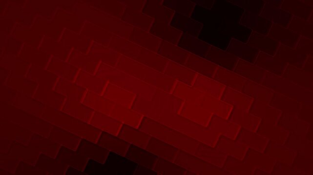 Dark red geometric block pattern video background. Abstract crimson square tile motion backdrop. Dynamic burgundy tech block texture template.