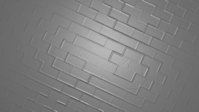 Abstract white grey geometric square tile video background. Modern silver block pattern presentation backdrop template. Metallic clean brick wall texture.