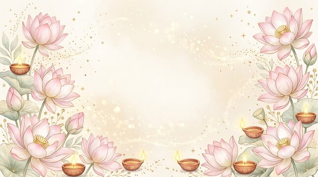 Vintage floral frame with cherubic angel faces and delicate pastel tones