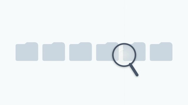 Cyber security digital folder search and lock on white background