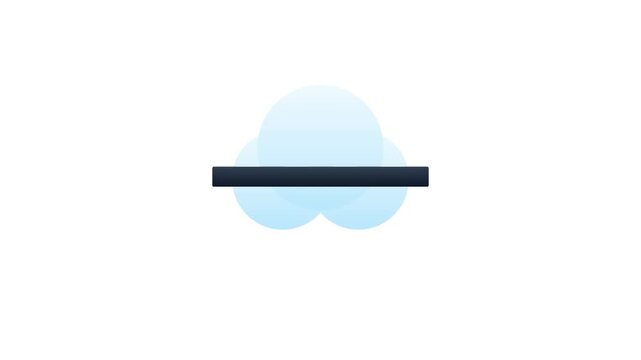 Cyber security cloud fortress logo animation on white background