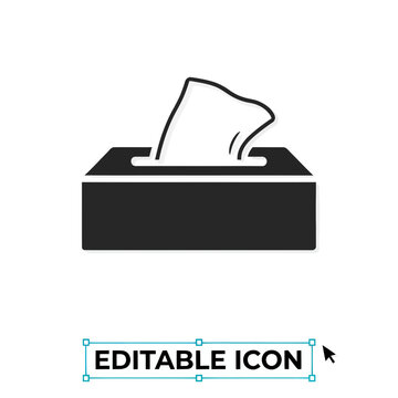 Editable vector icon showing ballot paper being placed into voting box