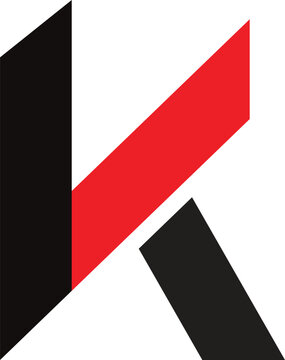 Letter K Logo with Red and Black Composition