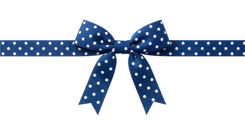 Obraz premium Navy polka ribbon bow gift tie element