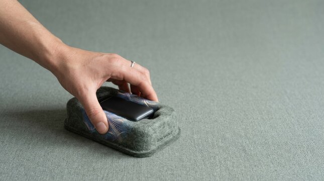 Person using mouse to visualize sustainable packaging with durable renewable material protecting products from damage