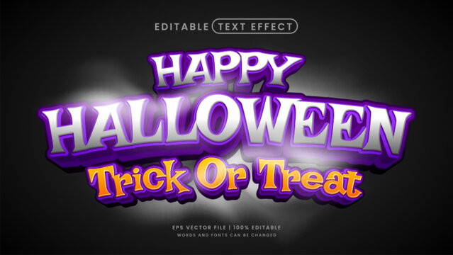 Happy halloween trick or treat 3d editable text effect