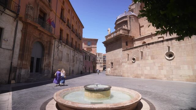 View of Cathedral of Murcia in Placa de los Apostoles on a sunny day, Murcia, Murcia Region, Spain