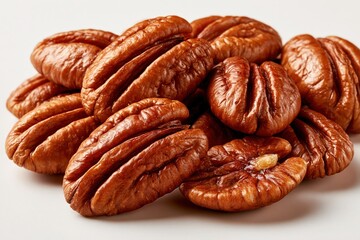 Fototapeta premium Pecan nuts pile close up macro commercial food photography studio light