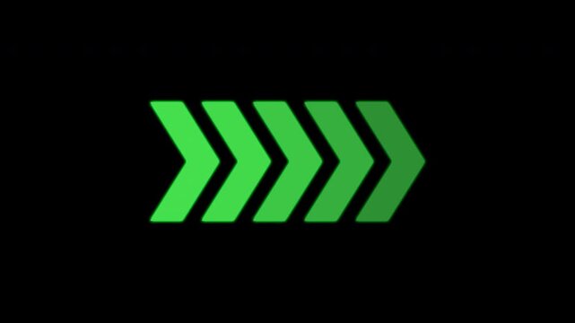 glowing green arrow sweep animation seamless loop animation on transparent background. 4k video