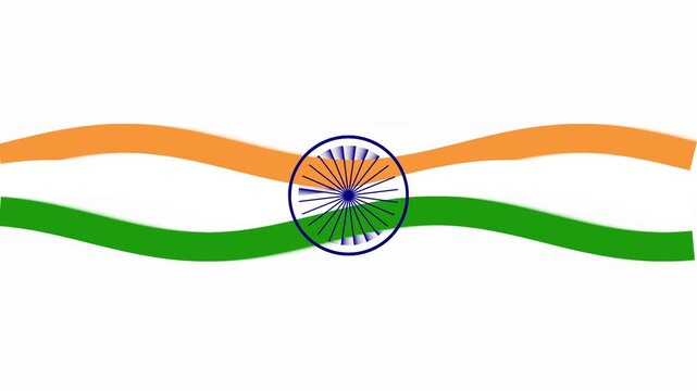 Indian flag colors waving in a smooth digital motion animation graphic design representing national pride and patriotic spirit across this elegant high resolution stock video footage