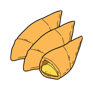 Traditional Indonesian Fried Banana Pastry Pisang Molen Illustration