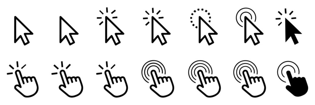 cursor pointer mouse hand click icon set