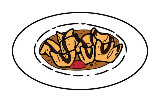 Batagor Indonesian Fried Fish Dumplings with Peanut Sauce Illustration