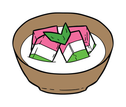 Es Selendang Mayang Indonesian Traditional Betawi Iced Dessert Illustration
