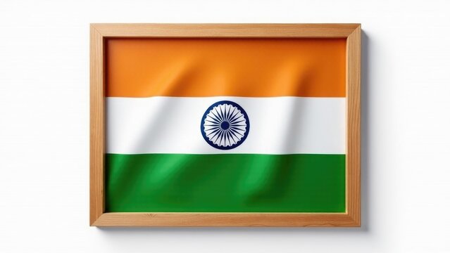 A wooden frame with the flag of India displayed prominently