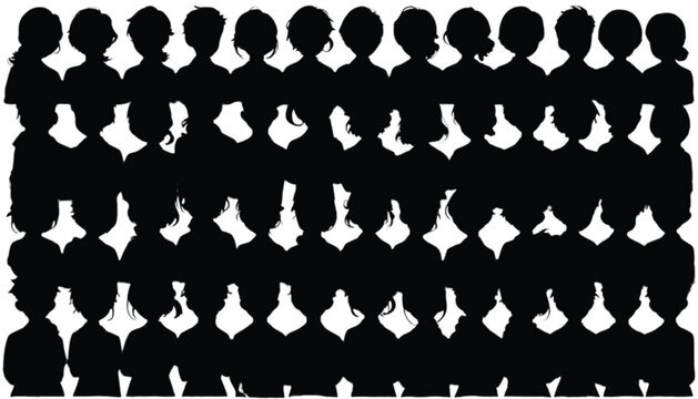 A large group of diverse human silhouettes are arranged in a grid formation against a plain white background, representing a collective entity or population.
