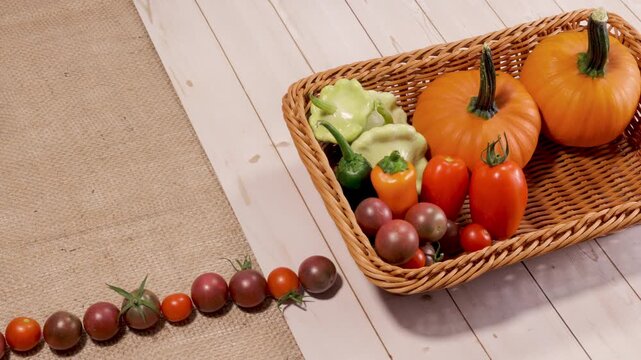 Fresh Garden Vegetables Fill Harvest Basket Stop Motion Animation