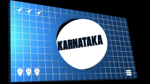 Karnataka 3D Map Rotating Infographic Futuristic Digital News Intro Animation 4K Video