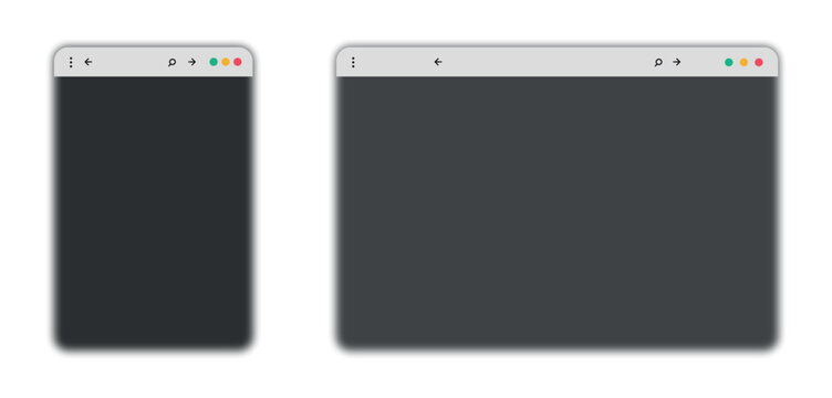 Blank browser windows shown side-by-side on a white background